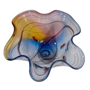 Adam Jablonski Varsava Ruffled Handkerchief Rainbow Iridescent Vase Centerpiece